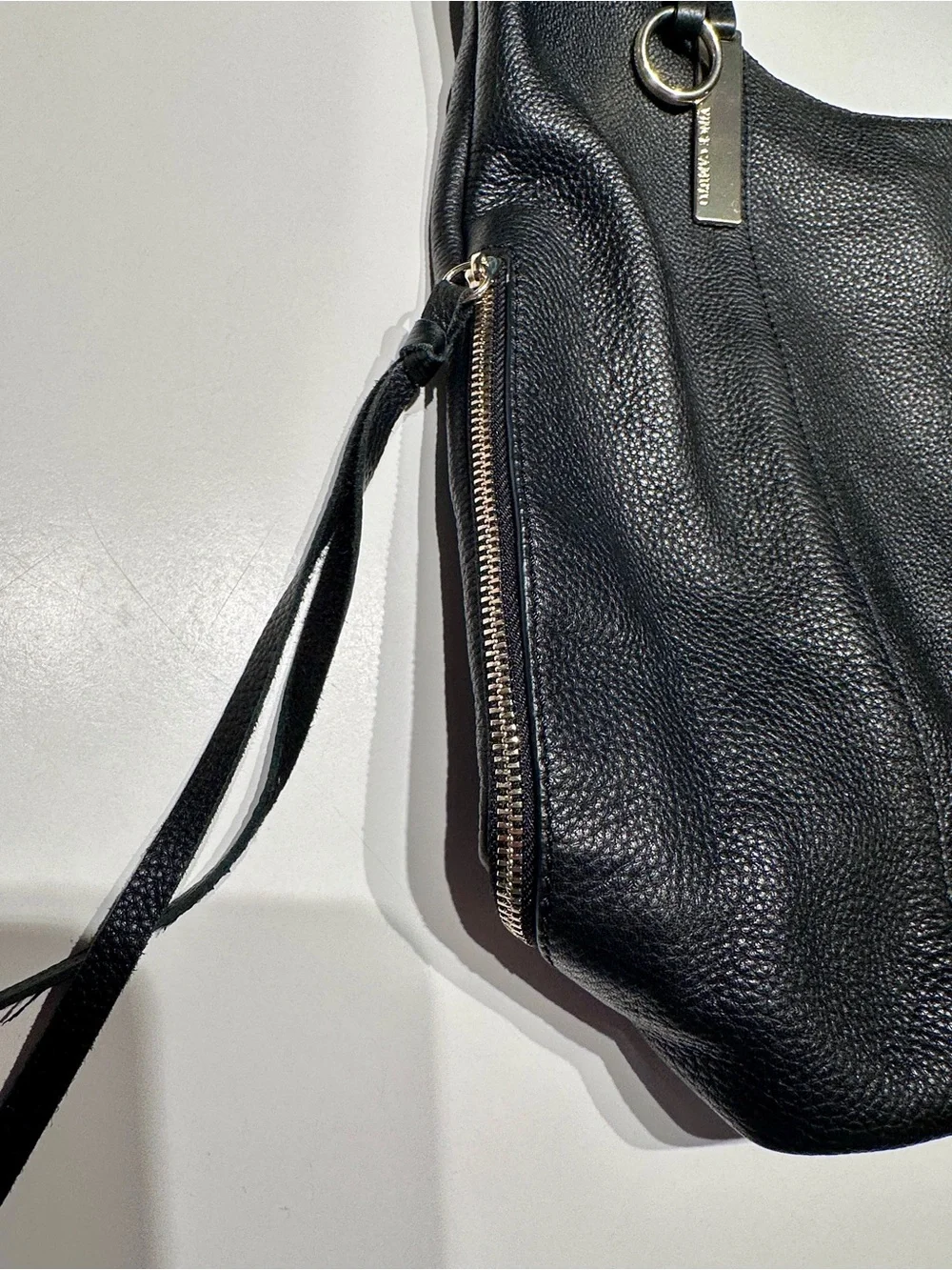 Vince Black Pebbled Leather Hobo/Shoulder Bag